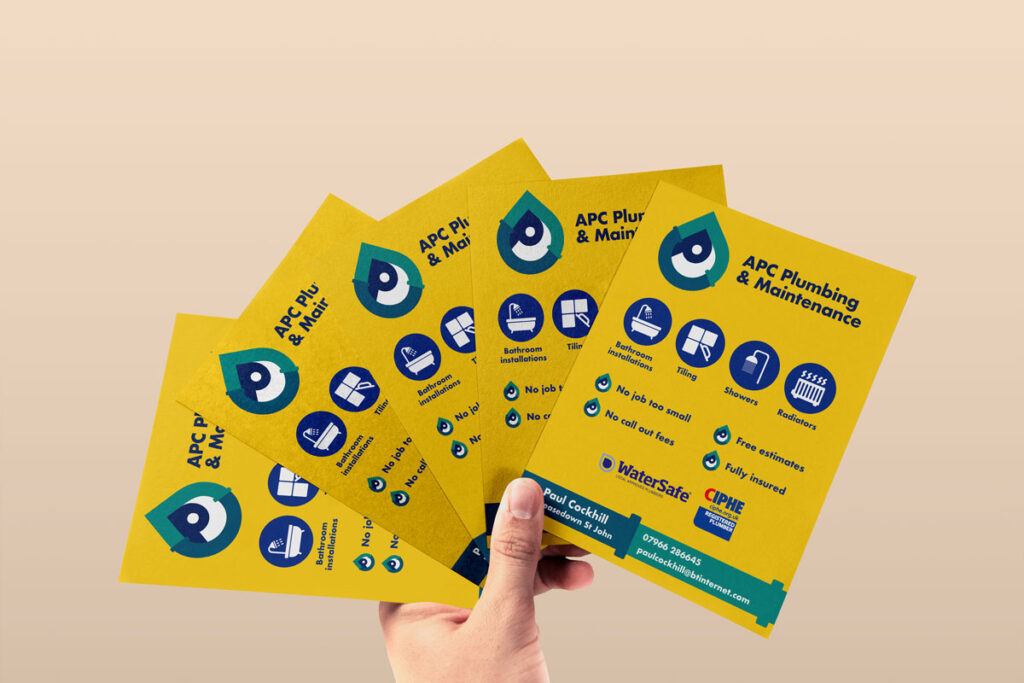 APC Plumbing flyers showing their brand design and services they offer