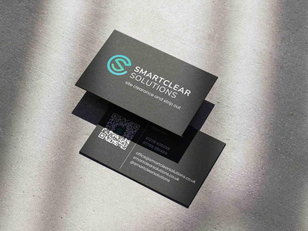 A mockup of Smart Clear Solutions Business Card showing their Brand Design